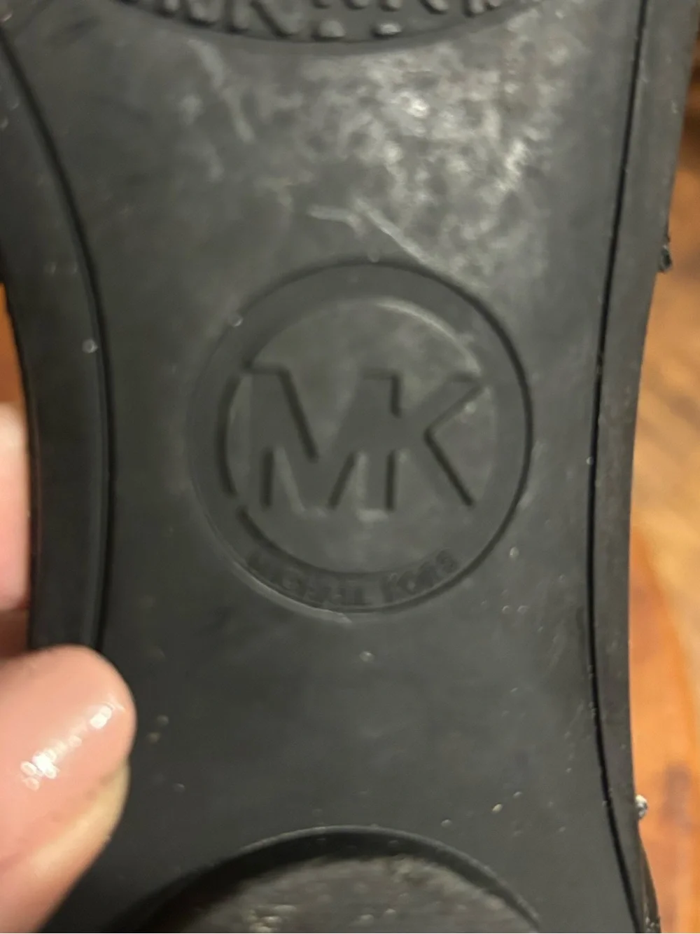 Michael Kors Black Leather Thong Sandals with Gold Accents